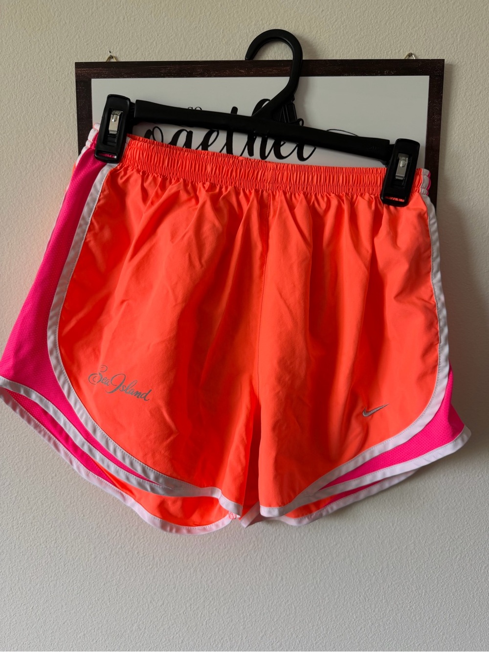 Nike Women’s Bright Orange and Pink Athletic Shorts